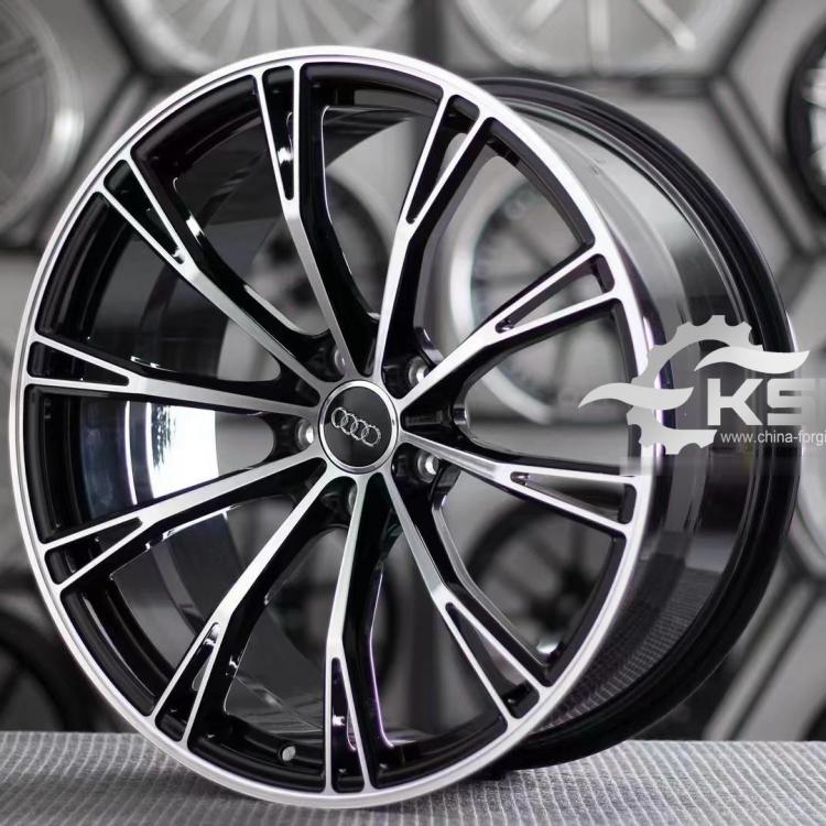 Custom Audi ABT style forging wheels with bright black and machined surface